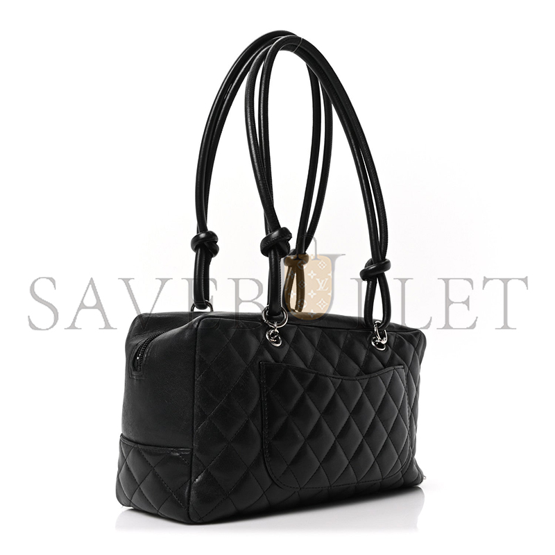 CHANEL MASTER CALFSKIN QUILTED LARGE CAMBON BOWLER BLACK (28*16*10cm)